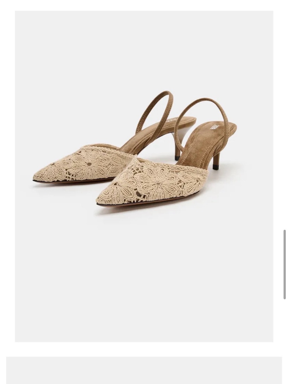 Women’s Embroidered Pointed Mid-Heel mules Pumps in Ecru